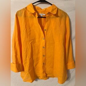Orange Button-Up Top